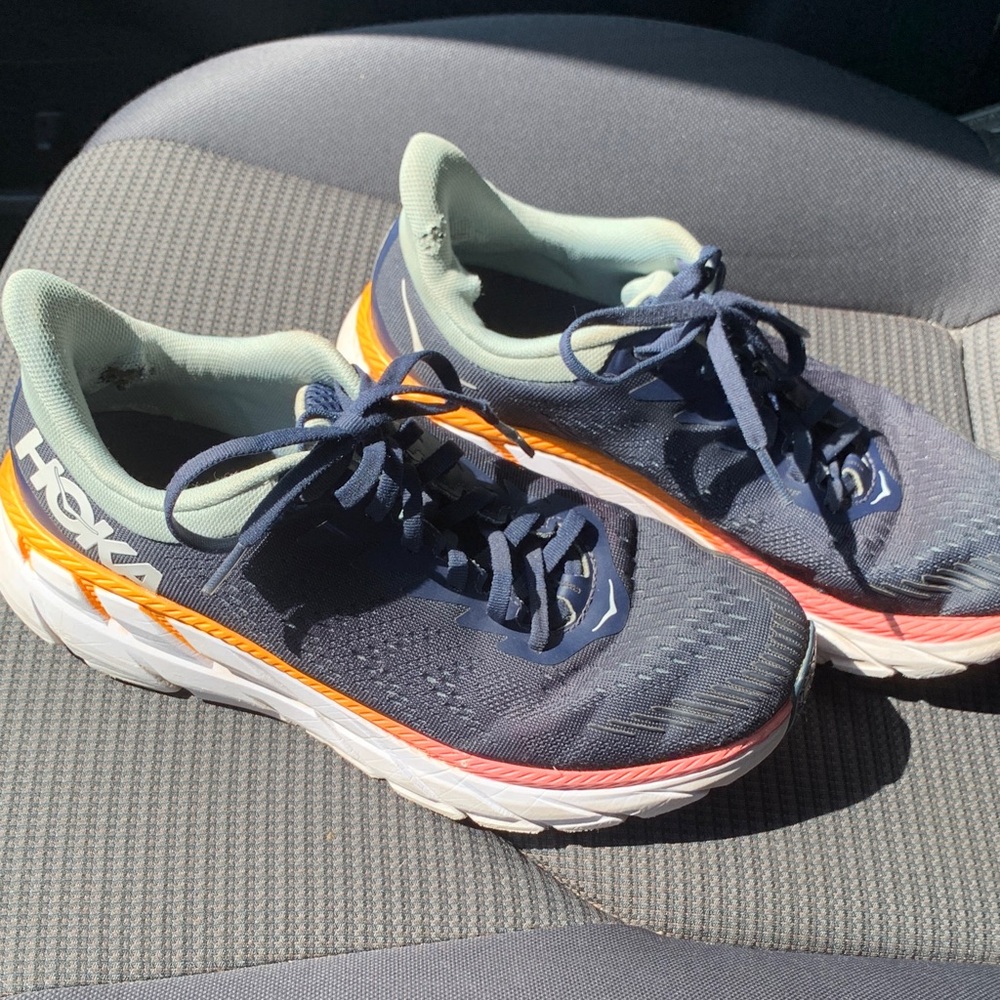 Hoka Clifton 7 Navy Blue Running Training Shoes Sz 9 Athleisure Comfortable - Picture 2 of 11